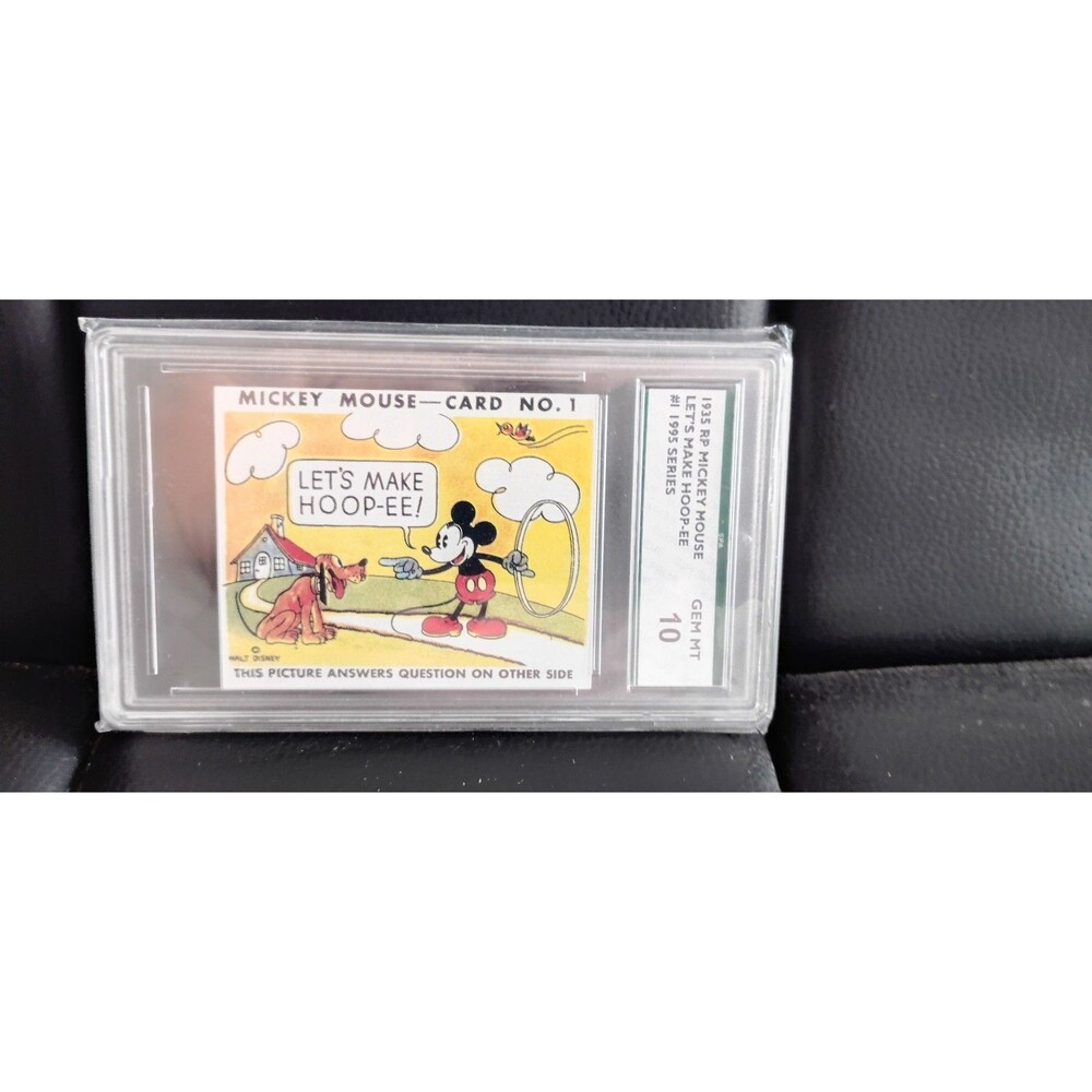 1935 RP Mickey Mouse Gum Card #1 - Let’s Make Hoop-ee! SPA GEM MT 10